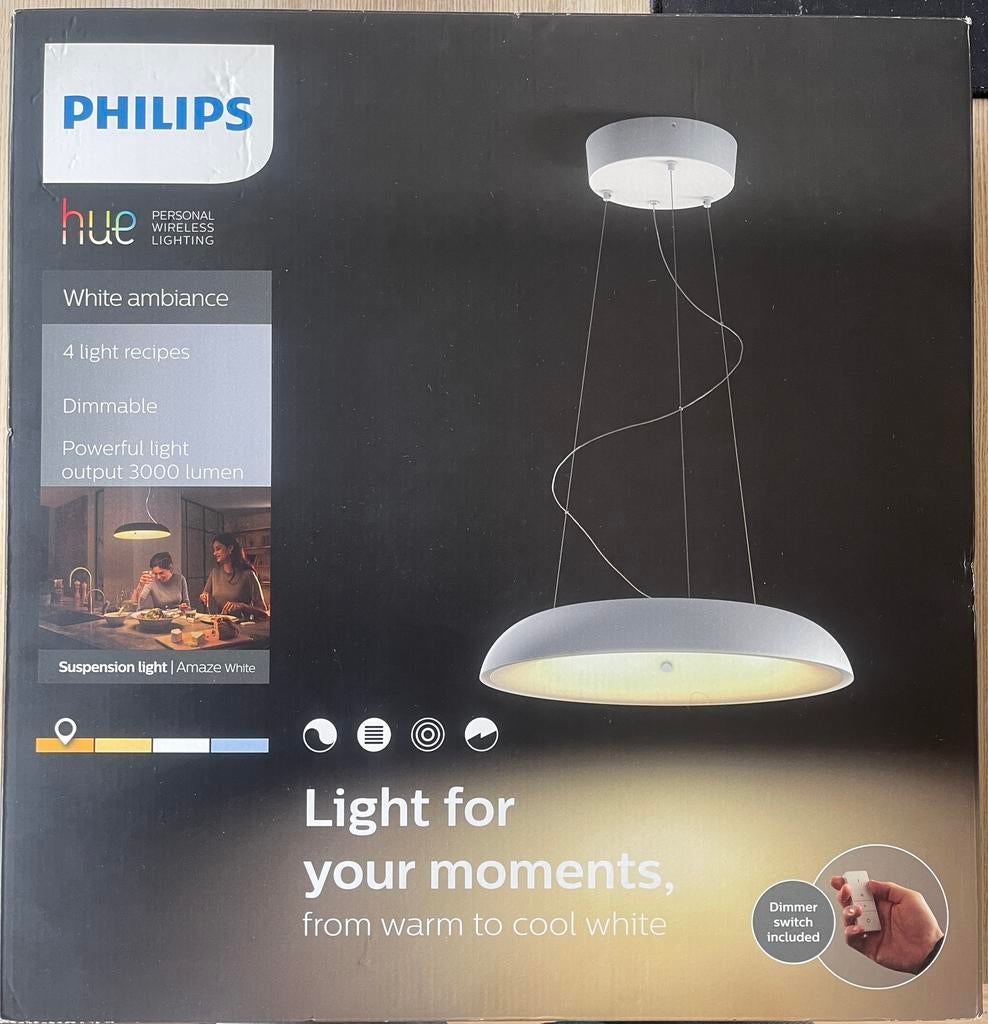 Philips Hue White Ambiance Amaze suspension LED 39W Blanc, Enlèvement ou Envoi, Comme neuf, Métal ou Aluminium, LED