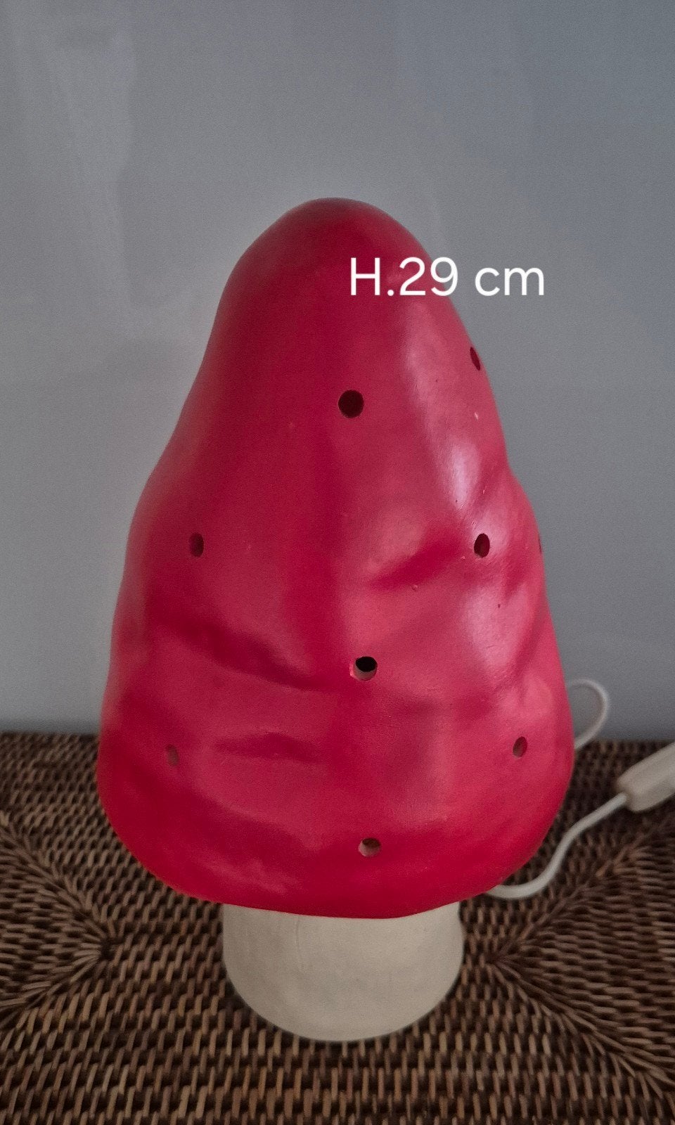 Lampe Champignon Heico Vintage Original rouge 29 cm, Enlèvement