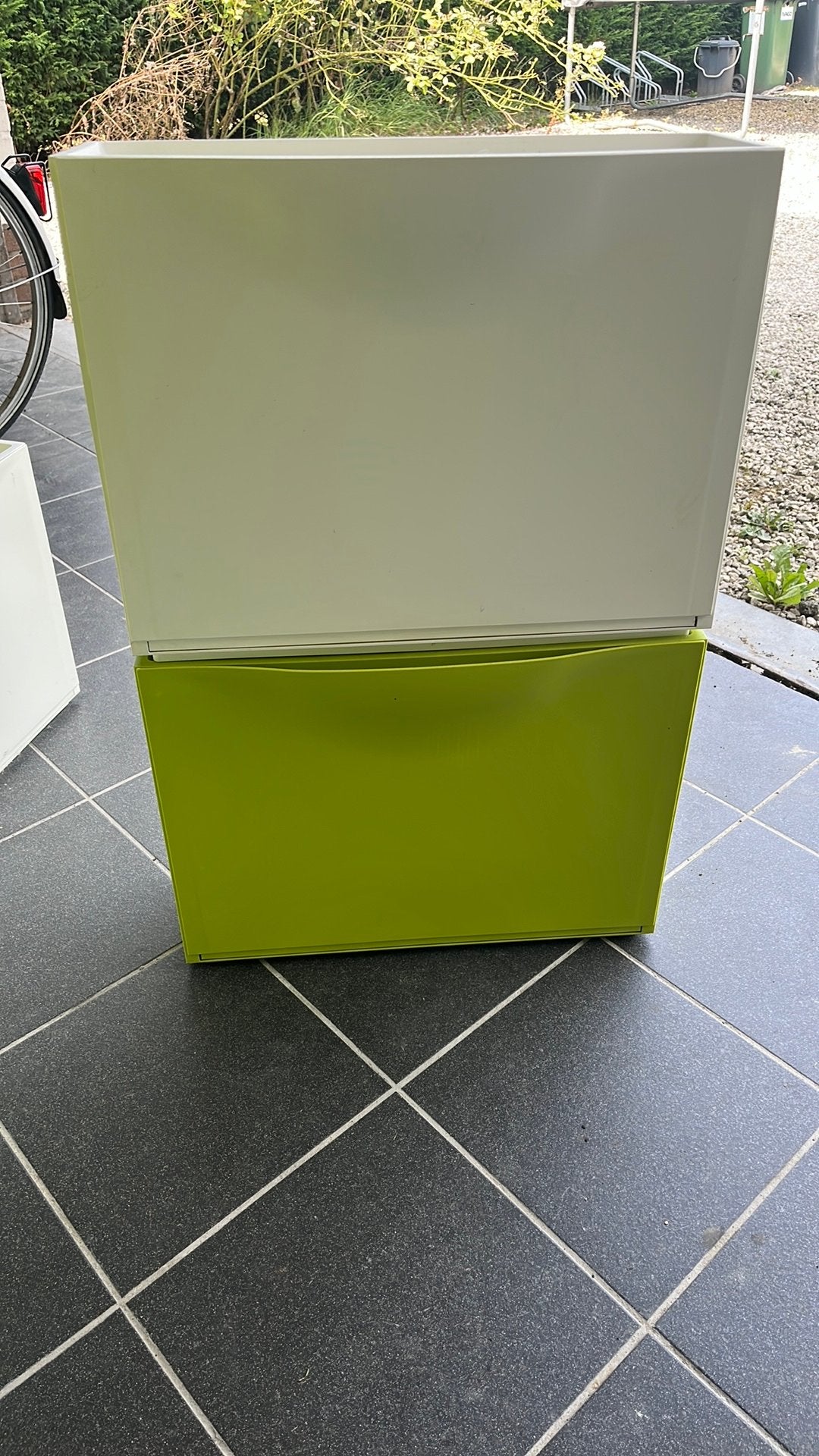 Schoenkasten ikea 4 groene - witte gereserveerd, Tuin en Terras, Bloembakken en Plantenbakken, Ophalen, Gebruikt