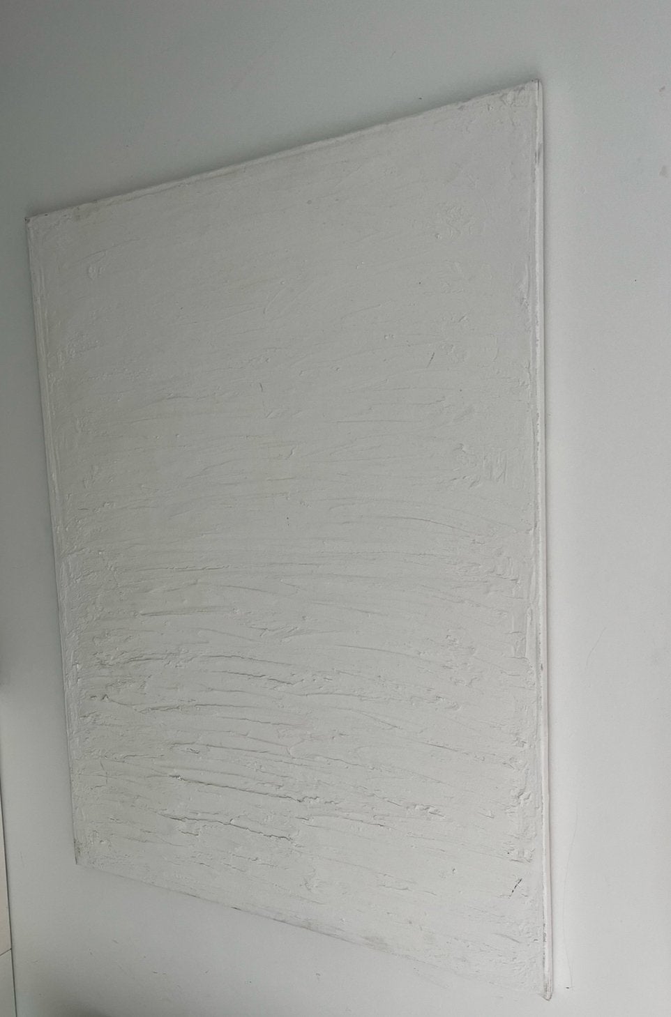 Tableau texturé blanc  60x80, Maison & Meubles, Enlèvement, Comme neuf, Blanc, Tableau