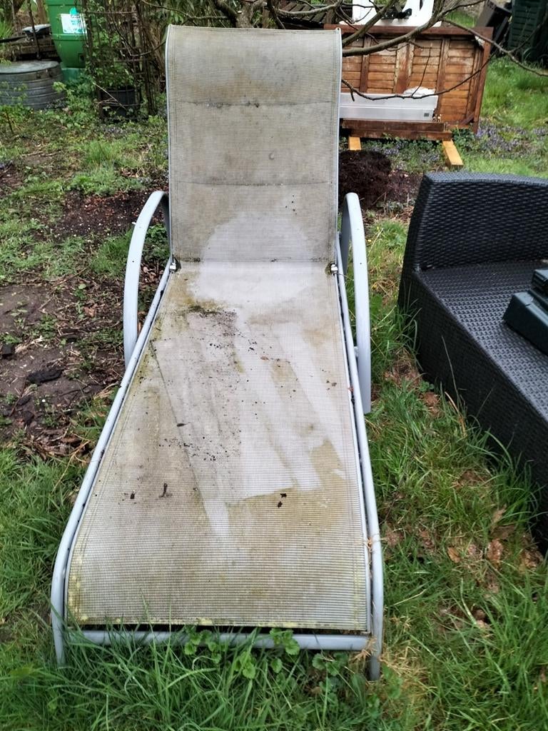 Ligbed  grijs zonnenbed aluminium, Tuin en Terras, Ligbedden, Ophalen, Aluminium, Verstelbaar