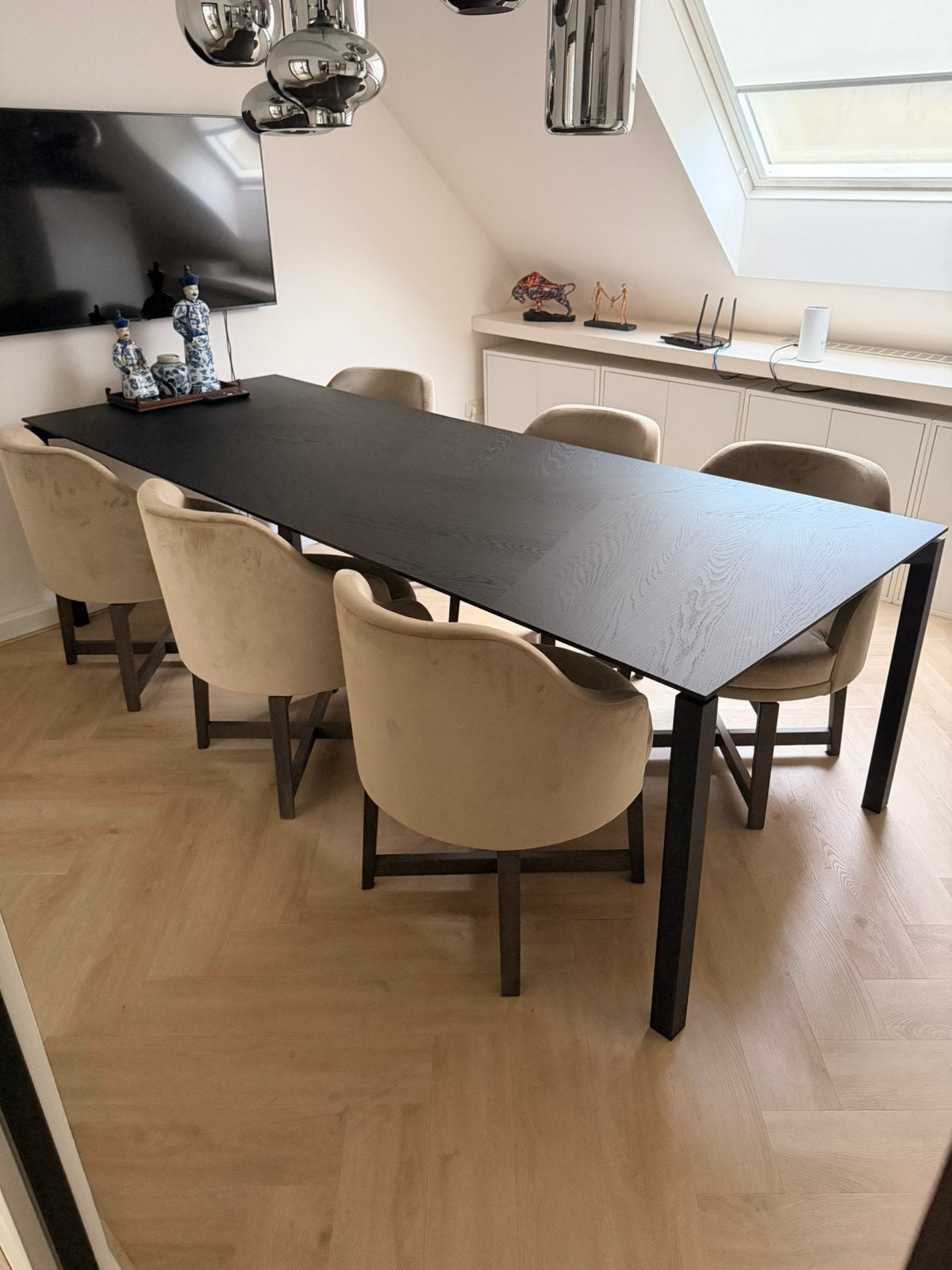 ZGAN Mobitec Float massief eiken zwarte eetfafel 260x100, Huis en Inrichting, Ophalen, 100 tot 150 cm, 200 cm of meer, Zo goed als nieuw