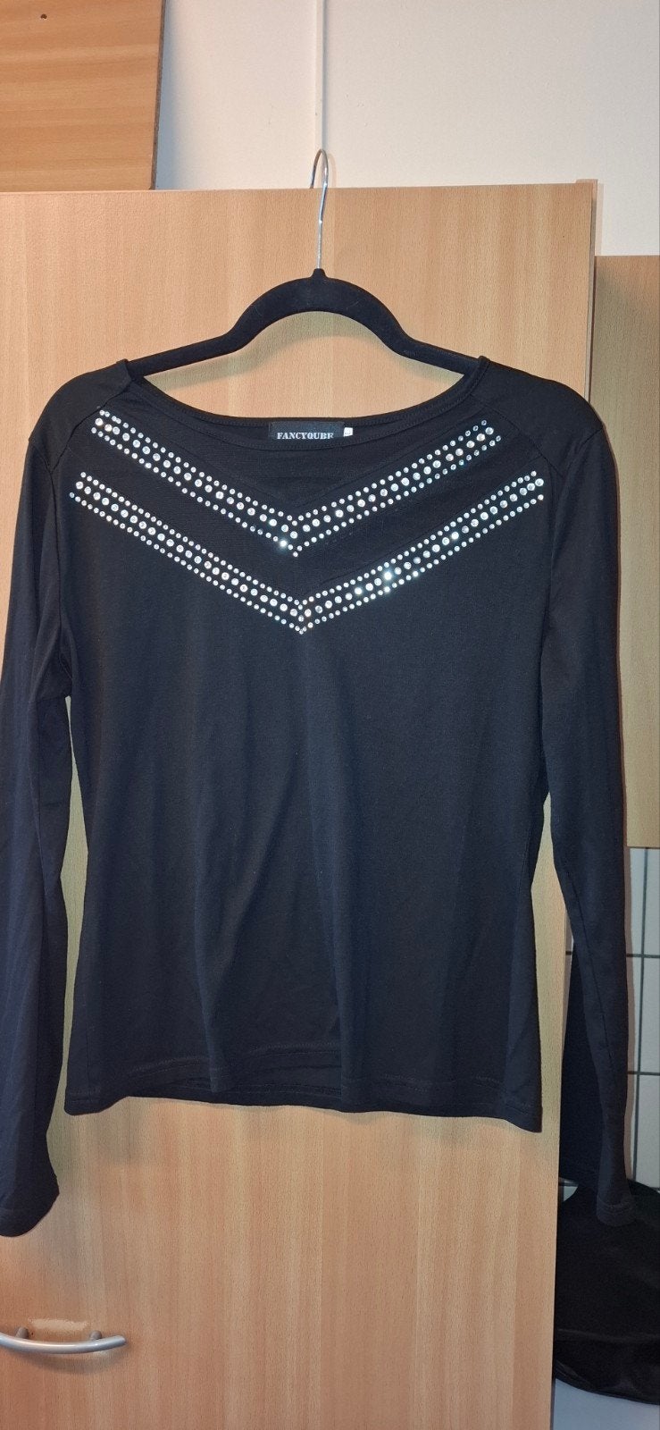 Shirt met glitter en lange mouwen, Ophalen of Verzenden, Maat 42/44 (L), Zwart