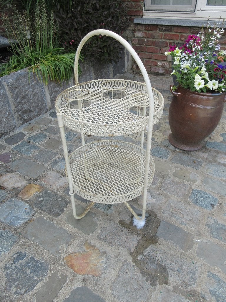 Table à apéritifs vintage desserte ronde en fer table jardin, Jardin & Terrasse, Enlèvement