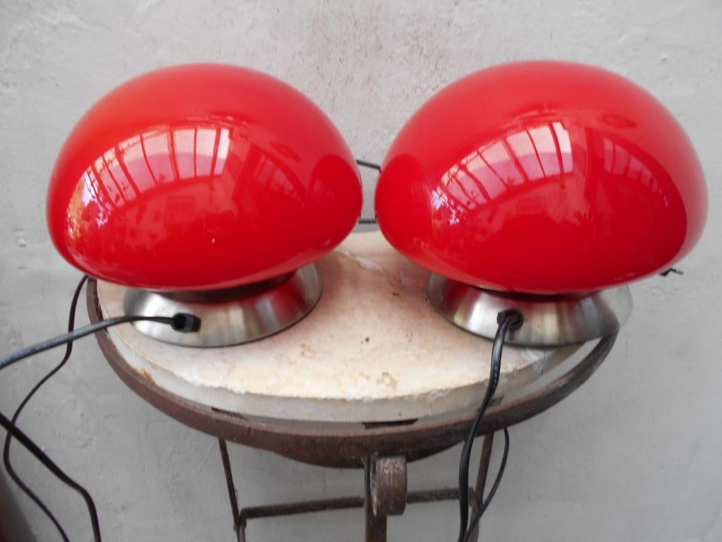 koppel MUSHROOM lampen  LINHAI  JUNIS  vintage, Enlèvement ou Envoi, Verre
