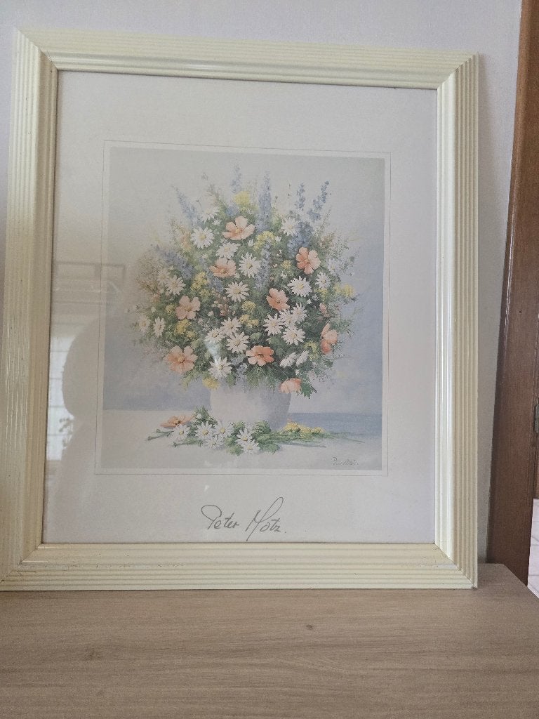 Peinture de Peter Mots, Antiquités & Art, Enlèvement ou Envoi, Sous verre, Fleurs