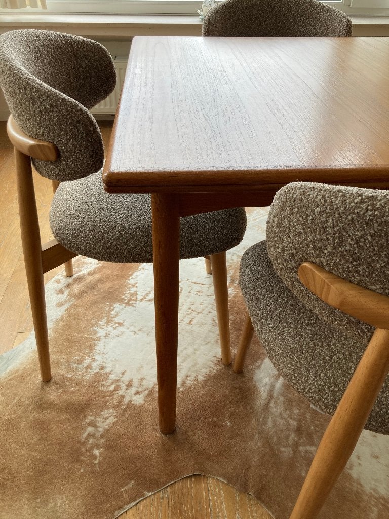Stoelen en tafel teak van Nome ook apart mogelijk, Huis en Inrichting, Complete eetkamers, Ophalen, Zo goed als nieuw, Midcentury