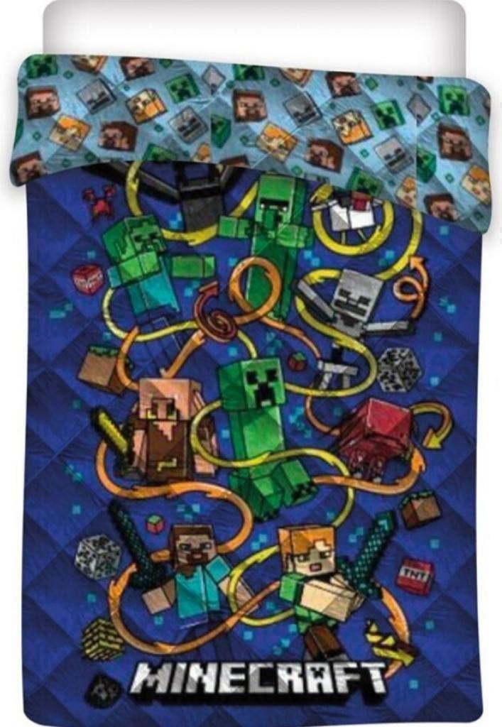 Minecraft Bedsprei / Beddensprei - 140x200 cm, Enfants & Bébés, Chambre d'enfant | Linge de lit, Neuf, Autres types, Bleu, Garçon