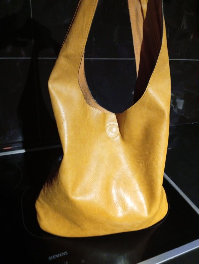 Grand sac cabas fourre tout en cuir ocre, Enlèvement ou Envoi