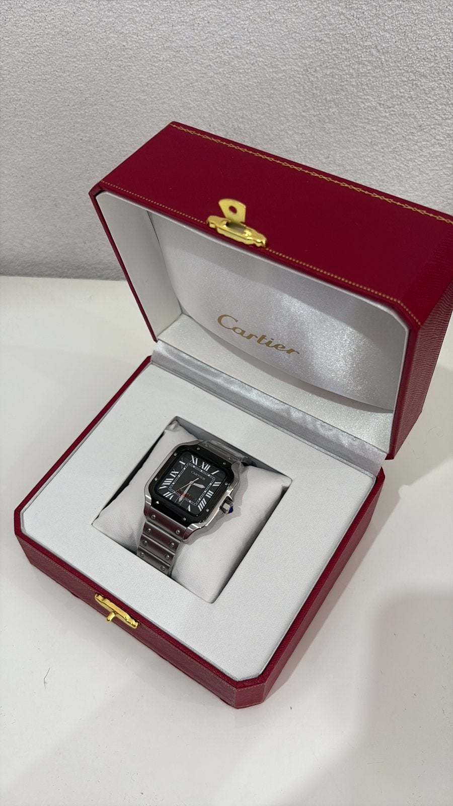 Cartier Santos de Cartier Silver Black 40MM Horloge, Enlèvement ou Envoi, Neuf