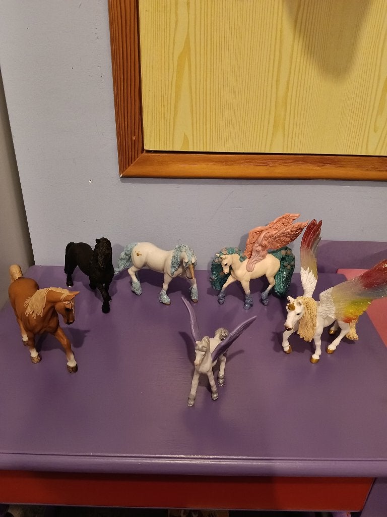 Lot van 6 figuren: paarden. (Schleich), Ophalen of Verzenden, Gebruikt, Paard, Beeldje of Figuurtje