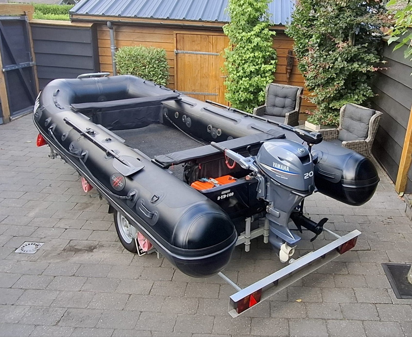 Raptor X-wide 470 complete set., Watersport en Boten, Aluminium, Motorslot, Ophalen, Overige merken