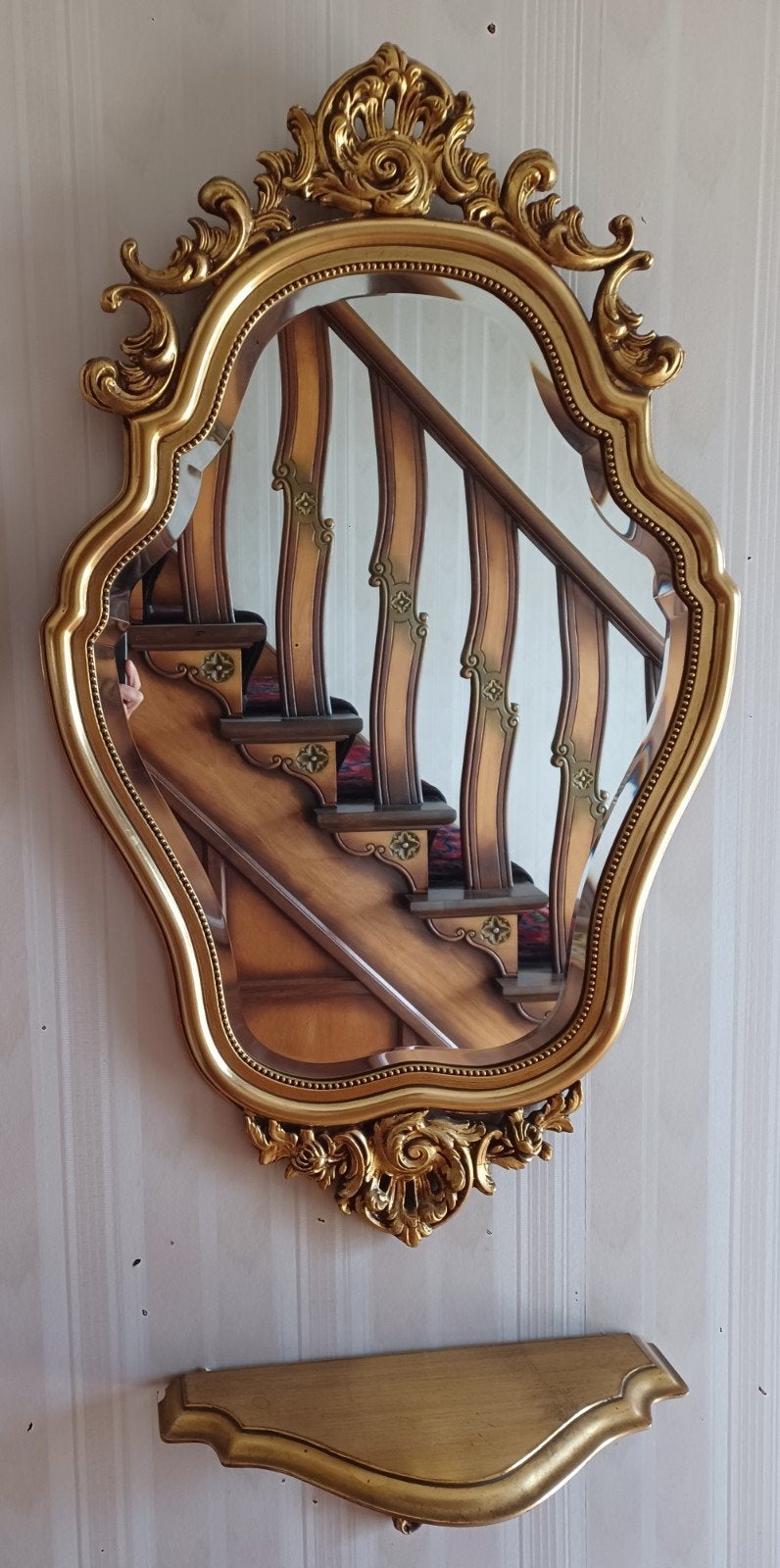 Vintage wandspiegel met planchet., Enlèvement