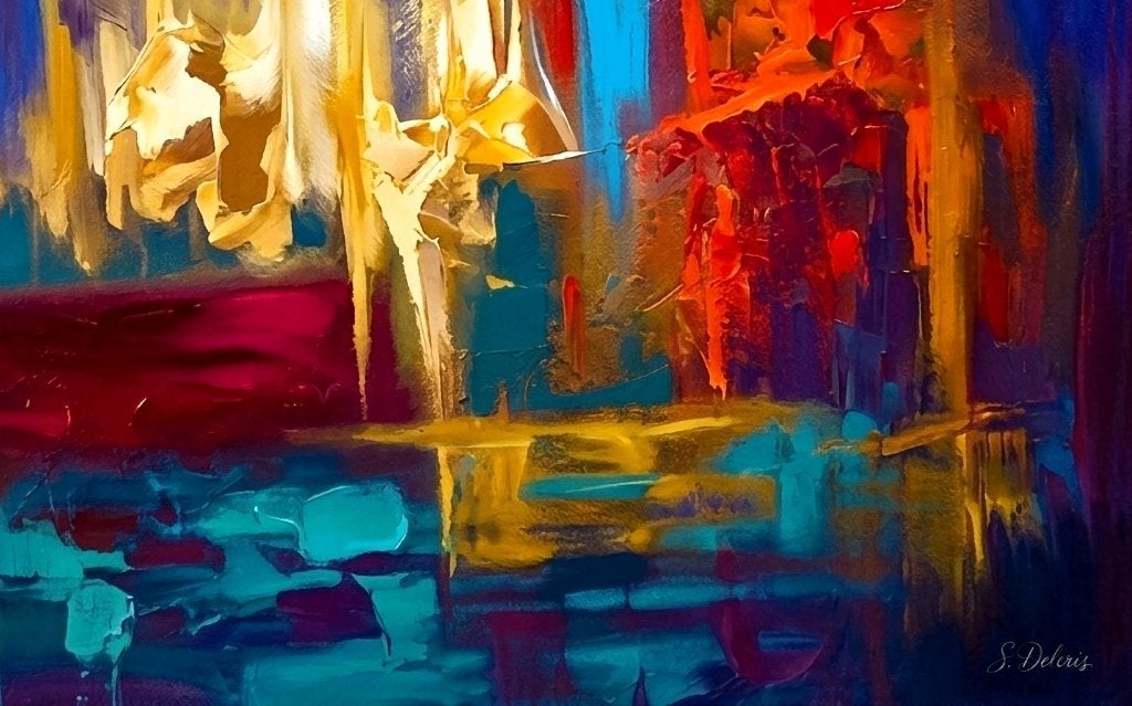 Peinture Abstraite "La Danse Des Flammes" / (60x60 cm), Enlèvement ou Envoi