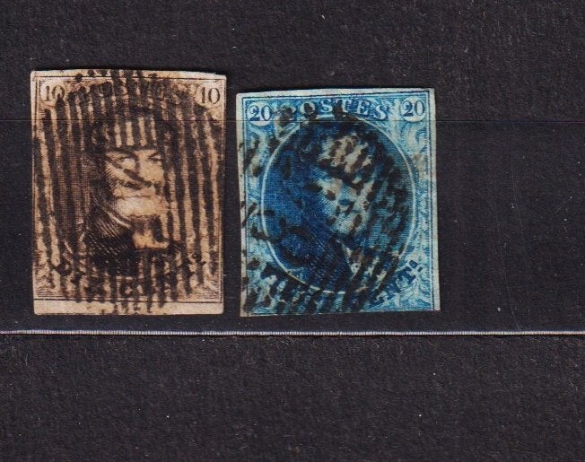 Belgique 1851 COB 6A et 7 oblitéré, Envoi, Affranchi, Oblitéré