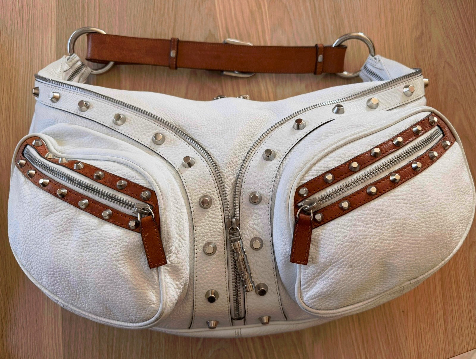 Grand sac  Versace en cuir blanc, Enlèvement, Utilisé, Blanc, Sac à main
