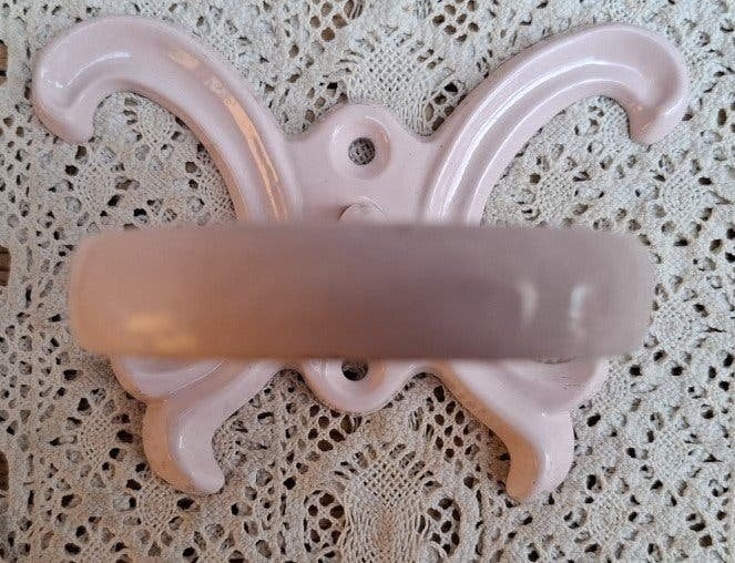Vintage Franse lichtroze gietijzeren bekerhouder, Antiek en Kunst, Ophalen of Verzenden