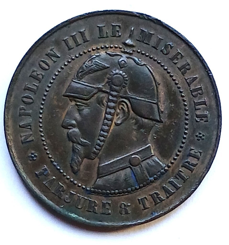 satirische medaille napoleon 3 1870 parjure & traitre  R1, Ophalen of Verzenden, Brons