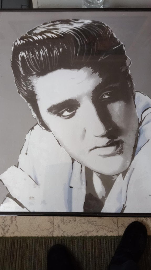 Elvis poster black and white, afmetingen 40 op 50 cm., Verzamelen, Ophalen of Verzenden, Zo goed als nieuw, Poster, Artwork of Schilderij