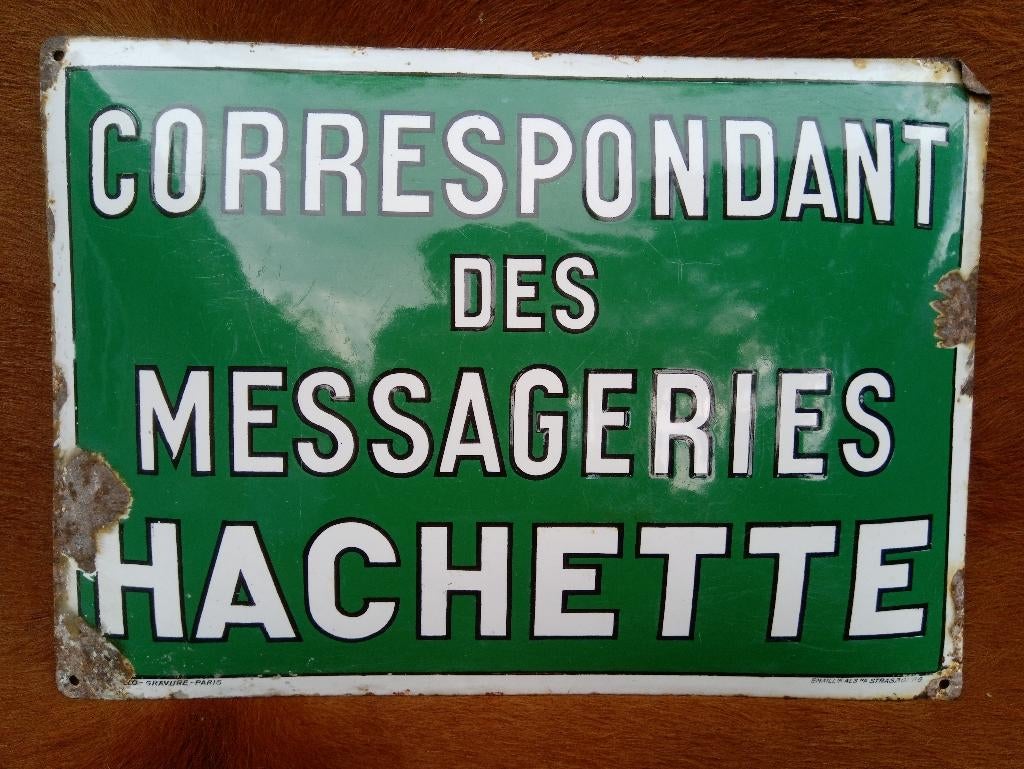 panneau d'affichage incurvé en émail Correspondant Hachette, Enlèvement ou Envoi, Comme neuf, Panneau publicitaire