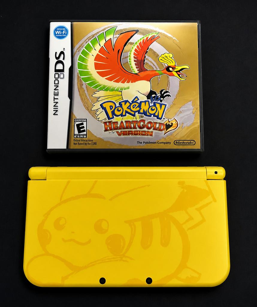 New 3DS XL Pikachu Limited Edition (IPS) + Pokémon HeartGold, Games en Spelcomputers, Met games, Geel, Ophalen of Verzenden, 3DS