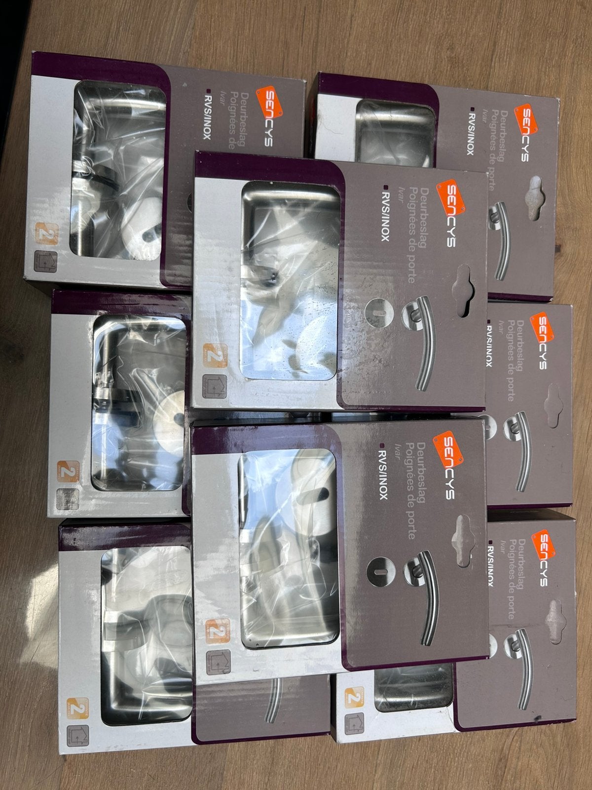 Rvs/ inox deurklink nieuw in doos, Ophalen, Nieuw, Inox, Klink of Kruk