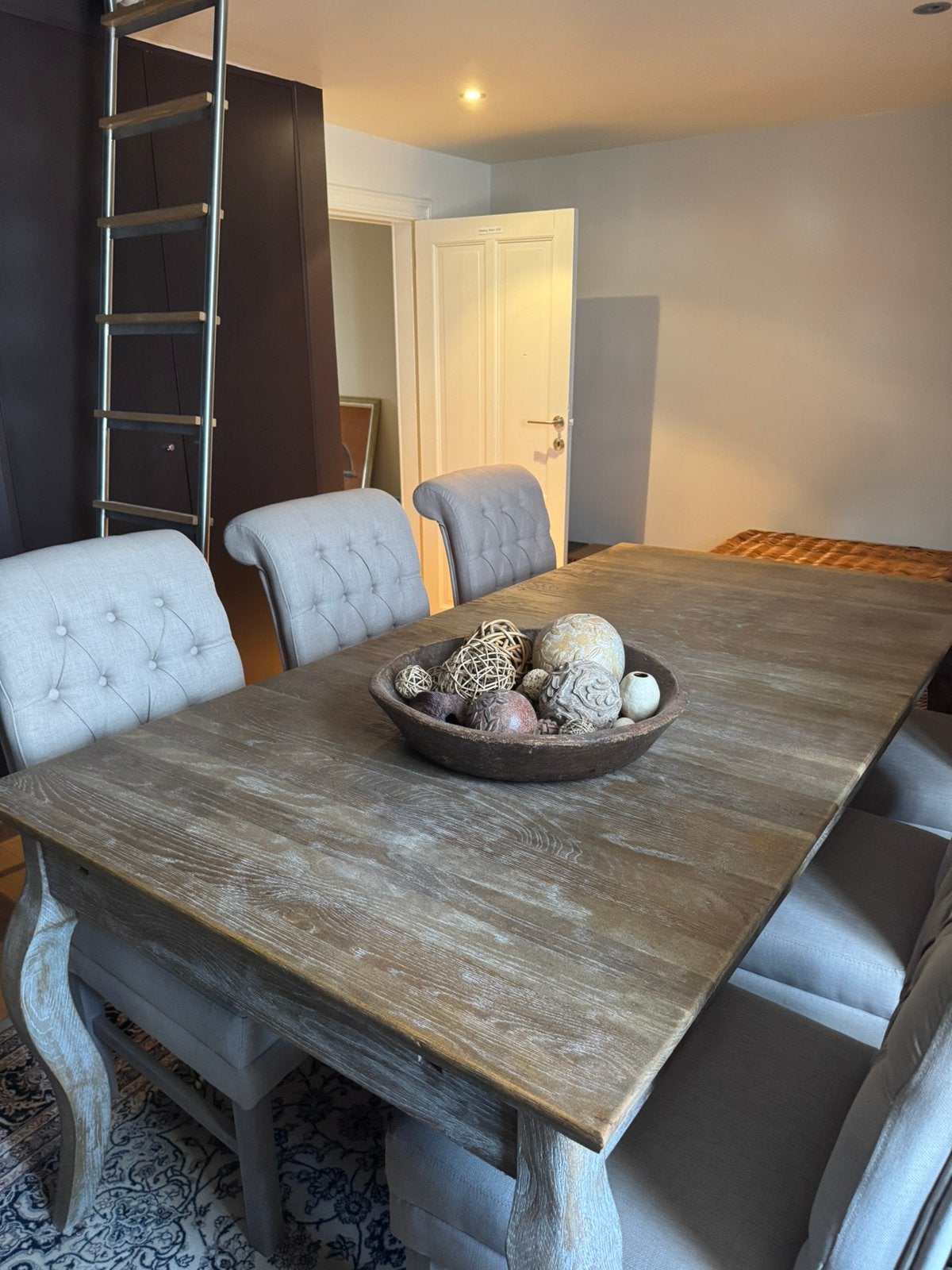 Eetkamertafel met 6 stoelen,landelijke stijl, nieuwstaat!!!, Ophalen, 100 tot 150 cm, Vijf personen of meer, 150 tot 200 cm