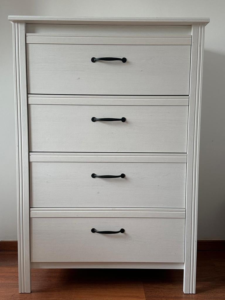 Witte ladekast – 4 ruime schuiven – Perfecte staat, Ophalen, Metaal