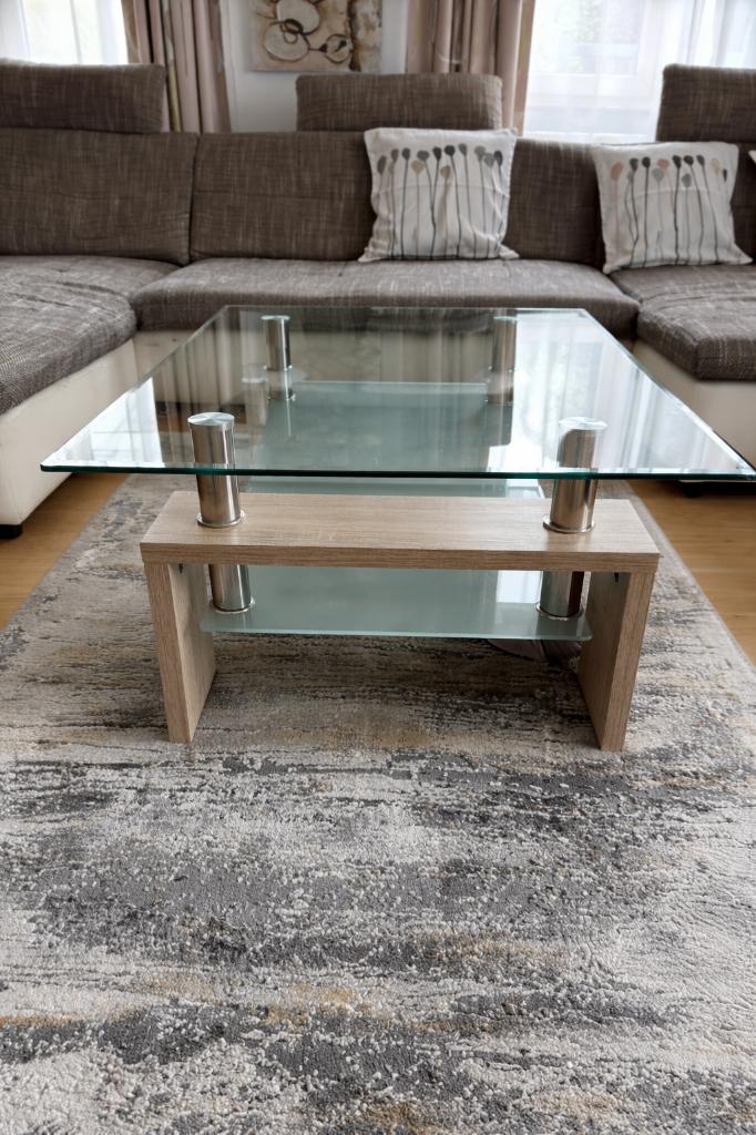Table basse en verre et bois, Maison & Meubles, Tables | Tables de salon, Utilisé, Moins de 50 cm, 50 à 100 cm, 100 à 150 cm, Rectangulaire