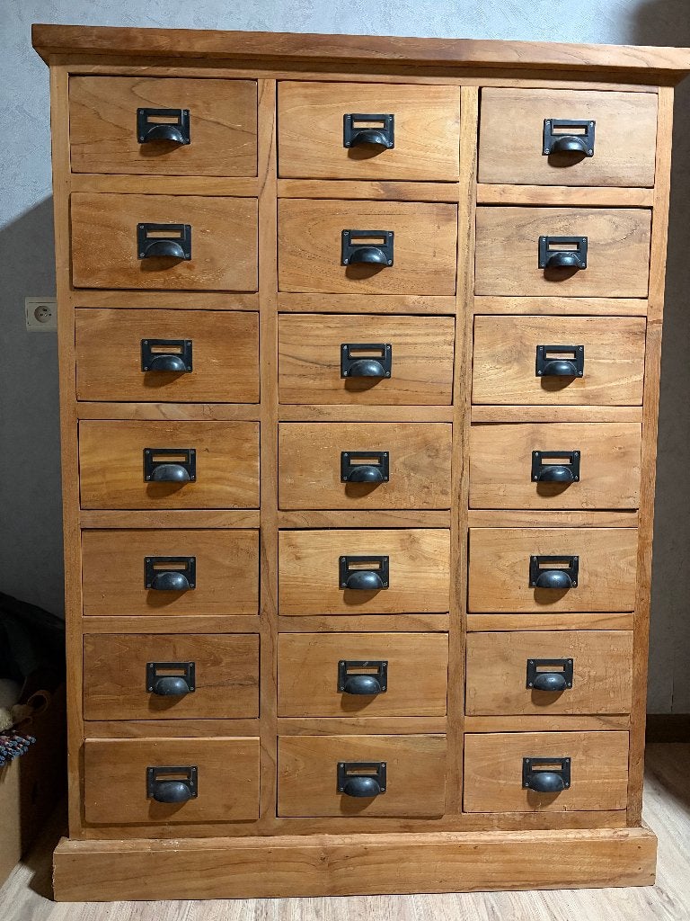 armoire de notaire - commode - armoire à pharmacie en TECK, Teck, TEAK, 25 à 50 cm, Comme neuf