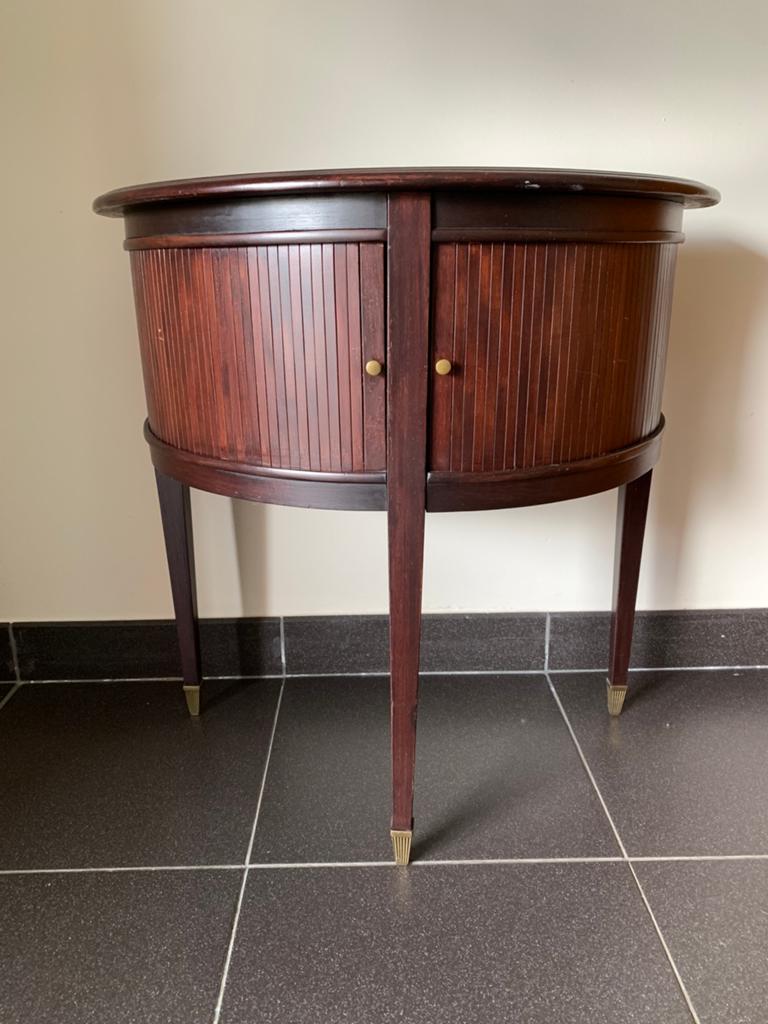 Meuble de bar vintage en forme de demi-lune, bois de magonie, Maison & Meubles, 25 à 50 cm, 50 à 100 cm, Enlèvement, Autres essences de bois