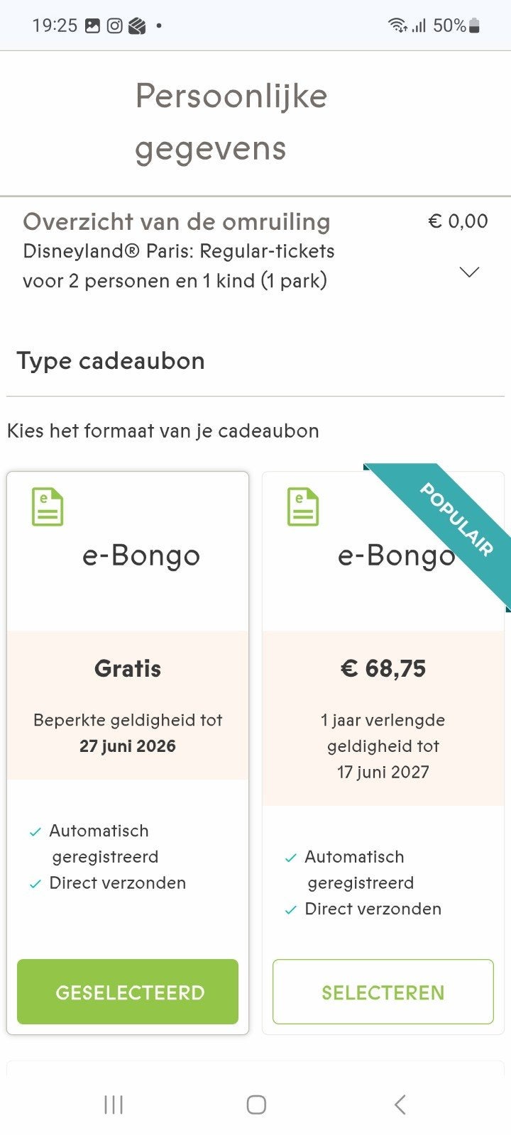 Bongo bon van 275€, Tickets en Kaartjes