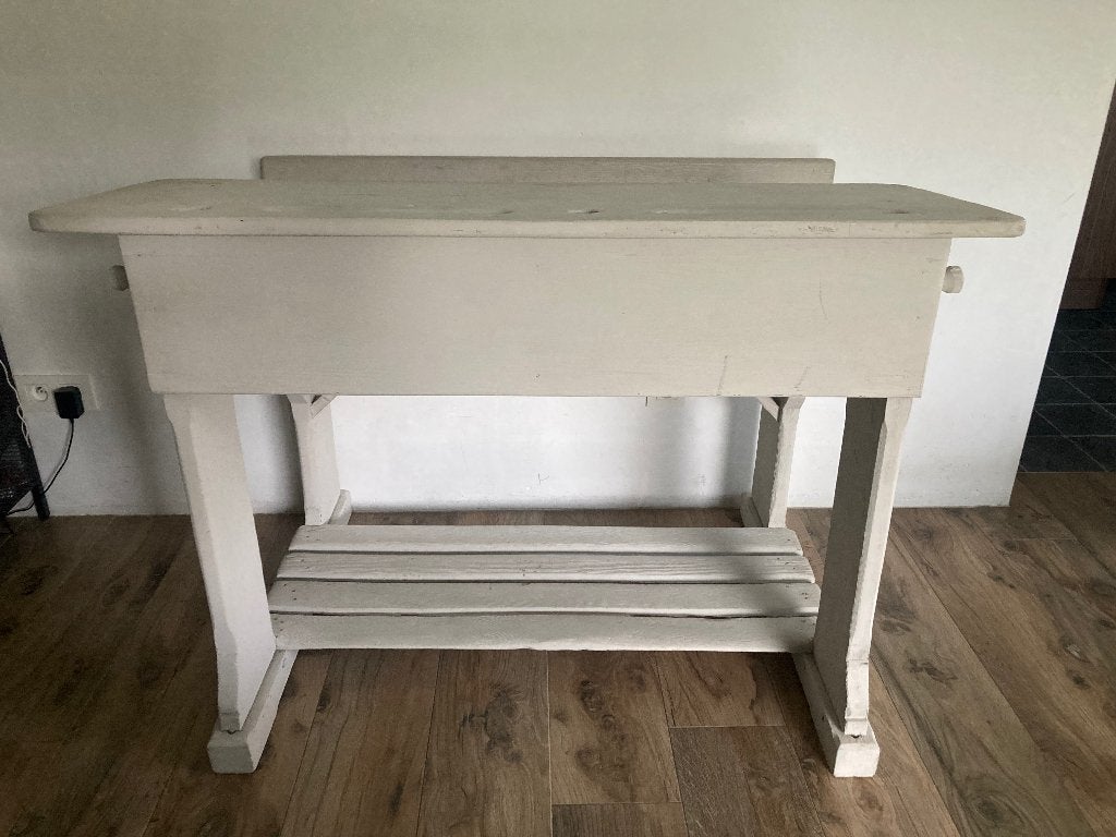 Schoolbankje, Ophalen, Gebruikt, Hout, Beige