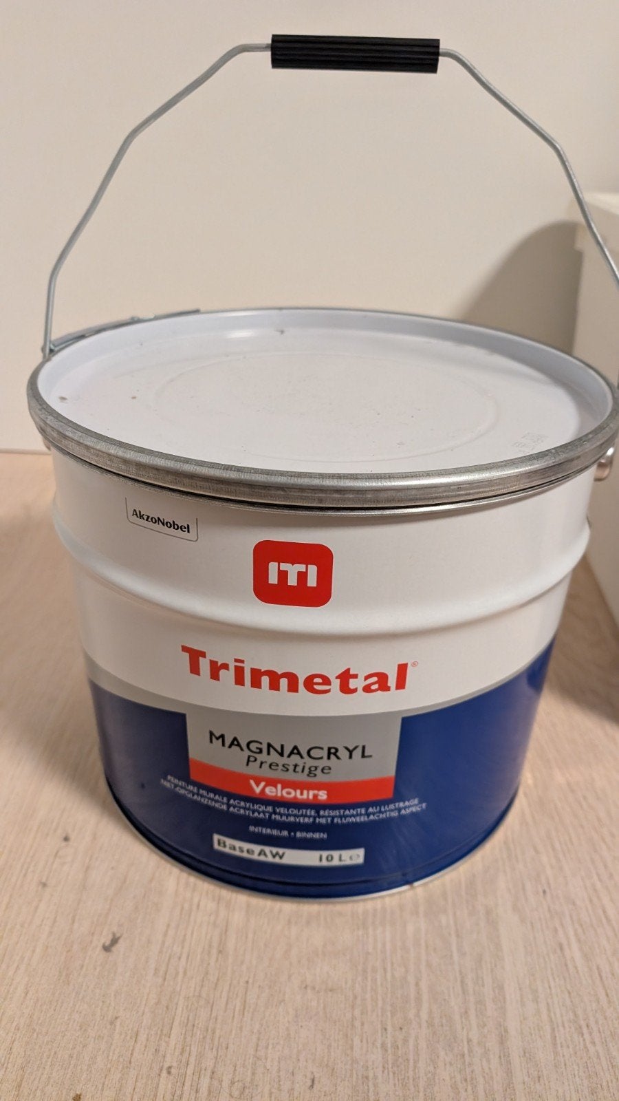 Pot peinture Trimetal Magnacryl Prestige Velours 10 L 9003, Doe-het-zelf en Bouw, Ophalen, Wit, Verf