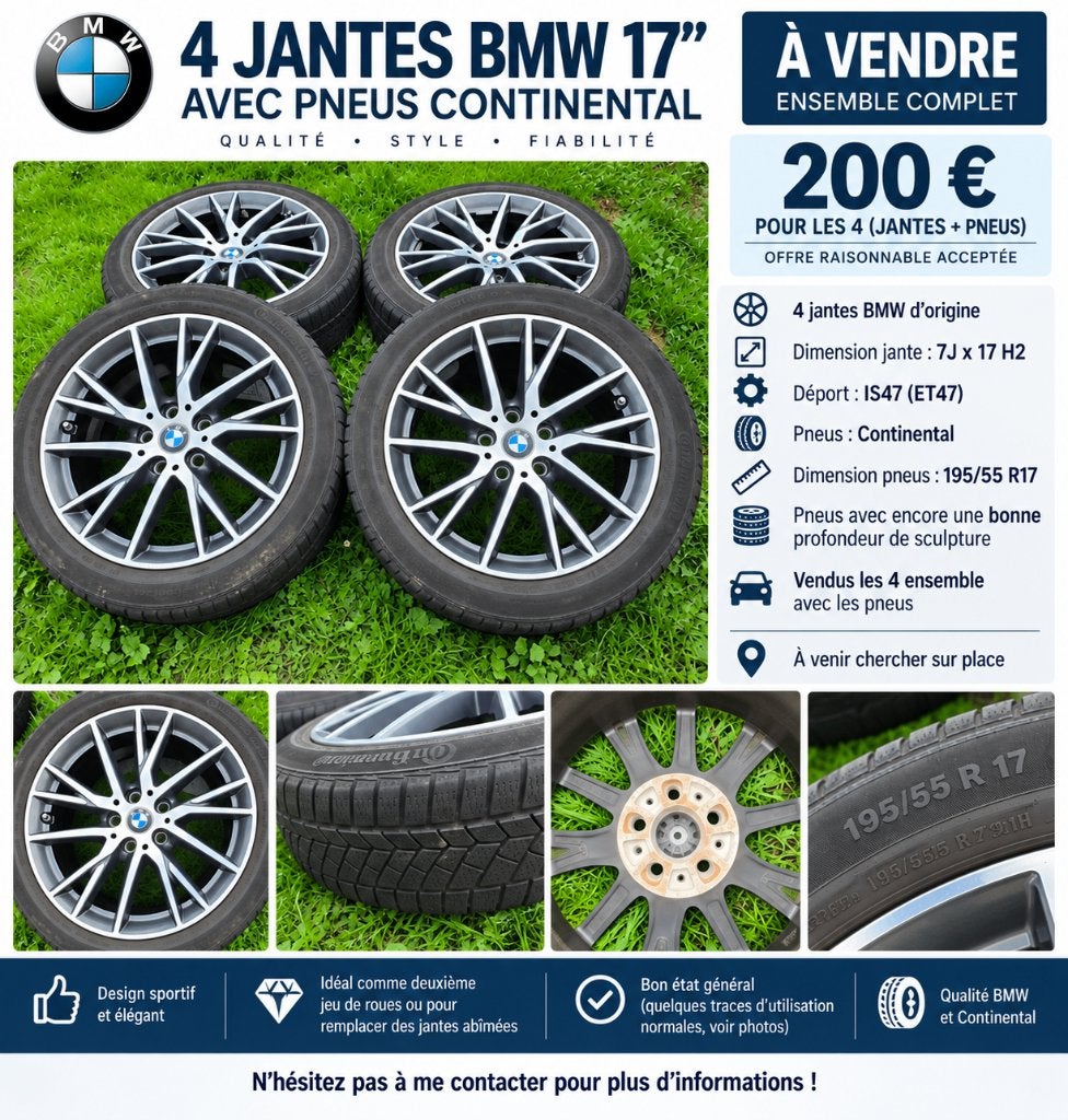 Jantes BMW + Pneu Hiver, Ophalen, Gebruikt, Velg(en), 17 inch