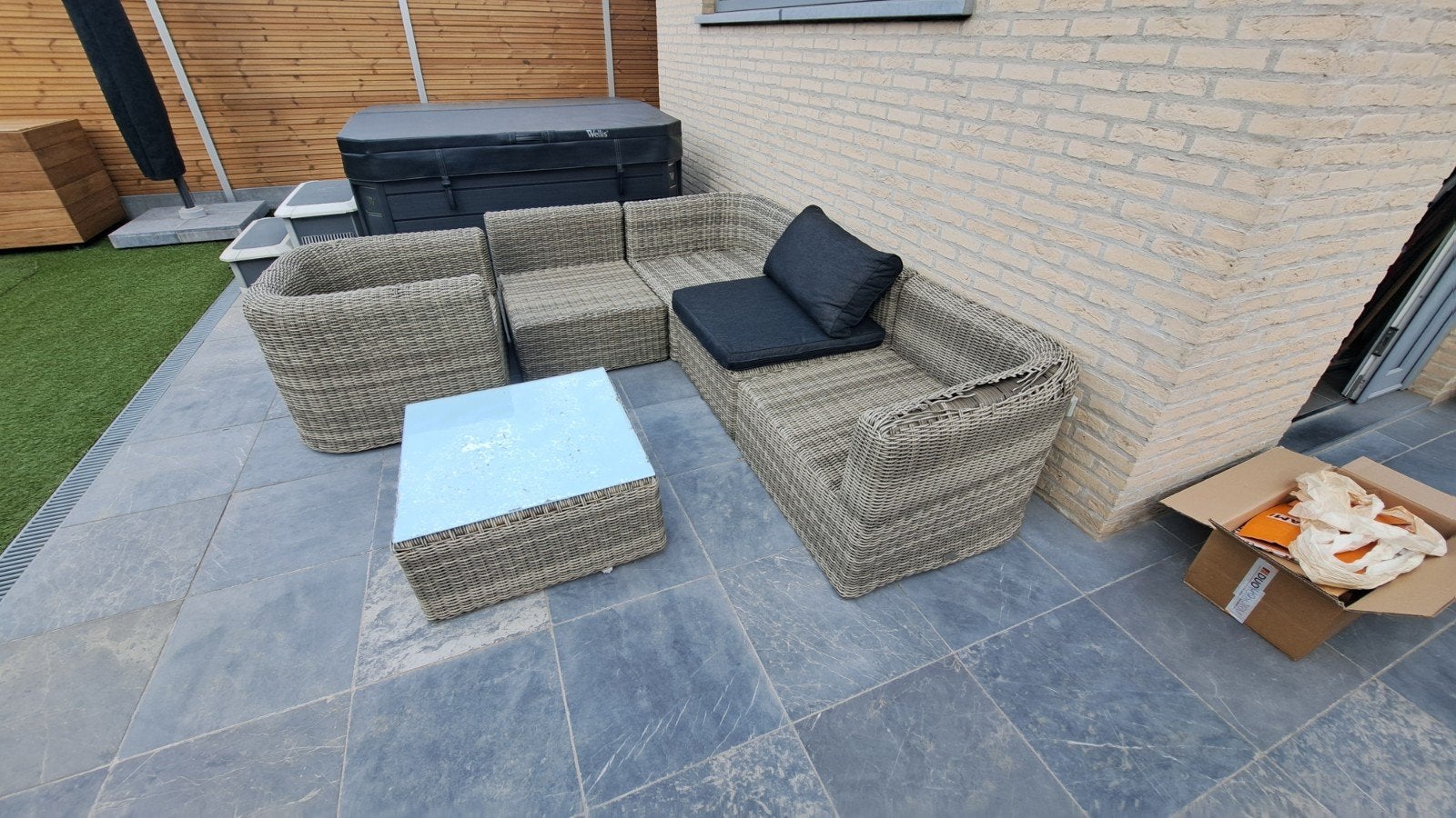 Tuinset met kussens, Jardin & Terrasse, Ensembles de jardin, Enlèvement, Utilisé, Rotin, Sets de jardin