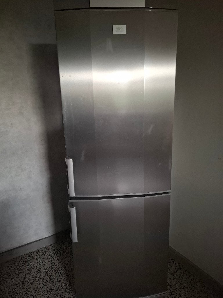 Koelkast+diepvriezer AEG alu 1m75H, 160 cm ou plus, Enlèvement, Utilisé, 45 à 60 cm