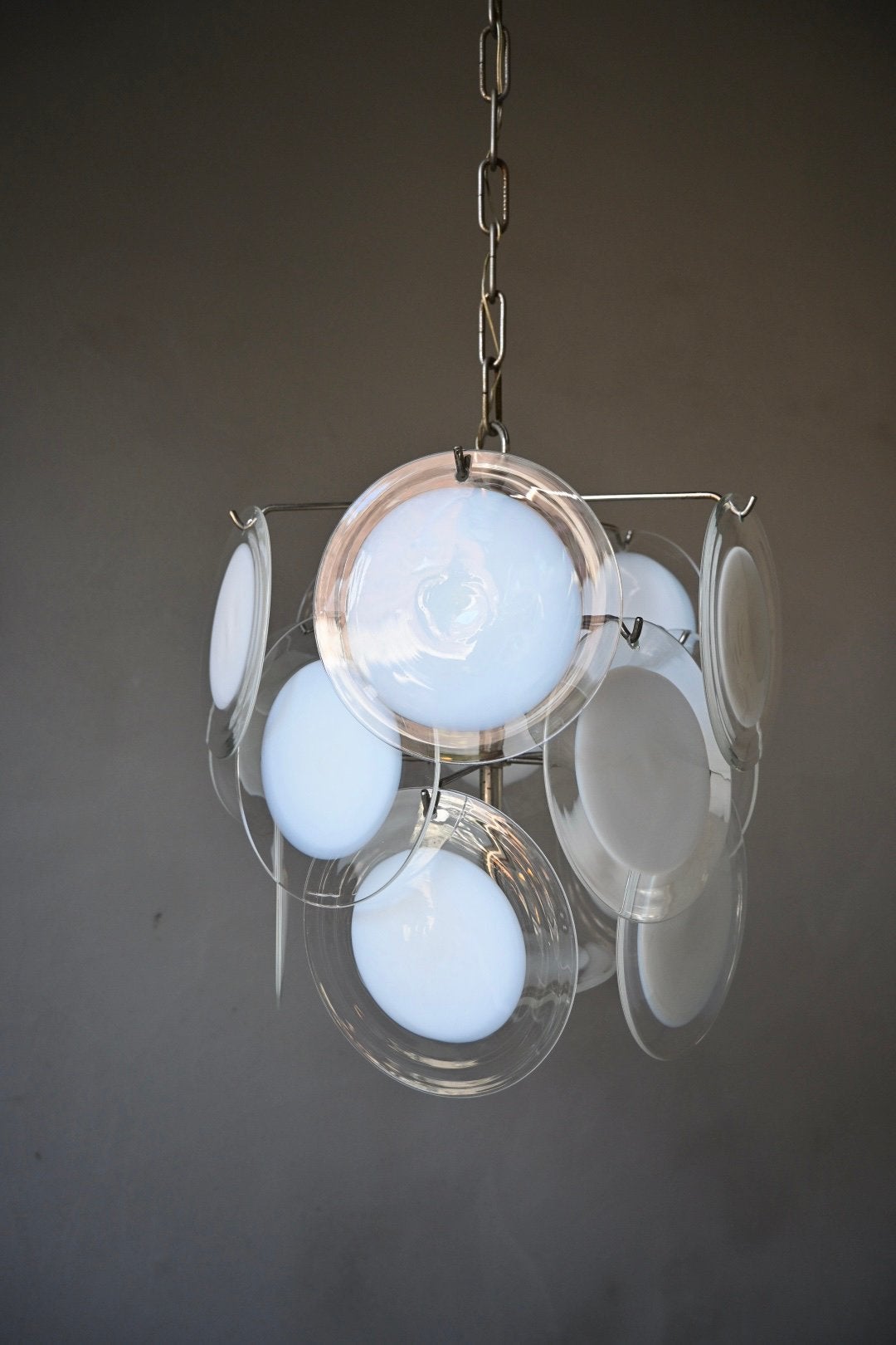 Italiaanse Vistosi kroonluchter uit de jaren 60 of 70, Maison & Meubles, Enlèvement, Comme neuf, Verre, Vistosi