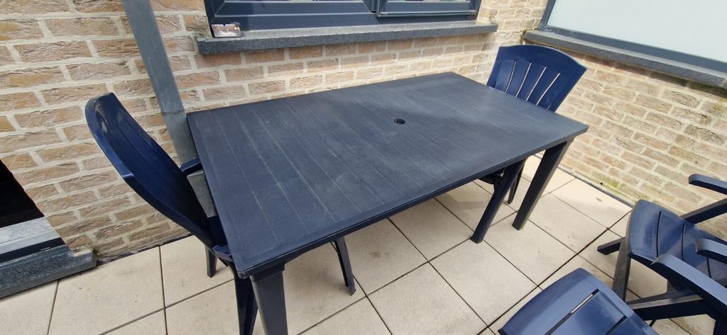tuintafel en 6 stoelen in prima staat, Enlèvement, Rectangulaire, Plastique
