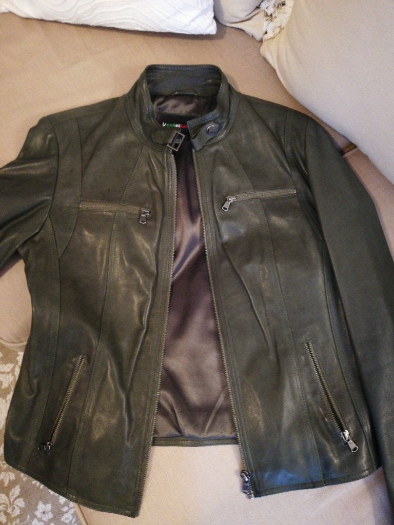 Veste en cuir agneau véritable, vert émeraude. Taille 40, Enlèvement, Comme neuf, Autres tailles, Vert