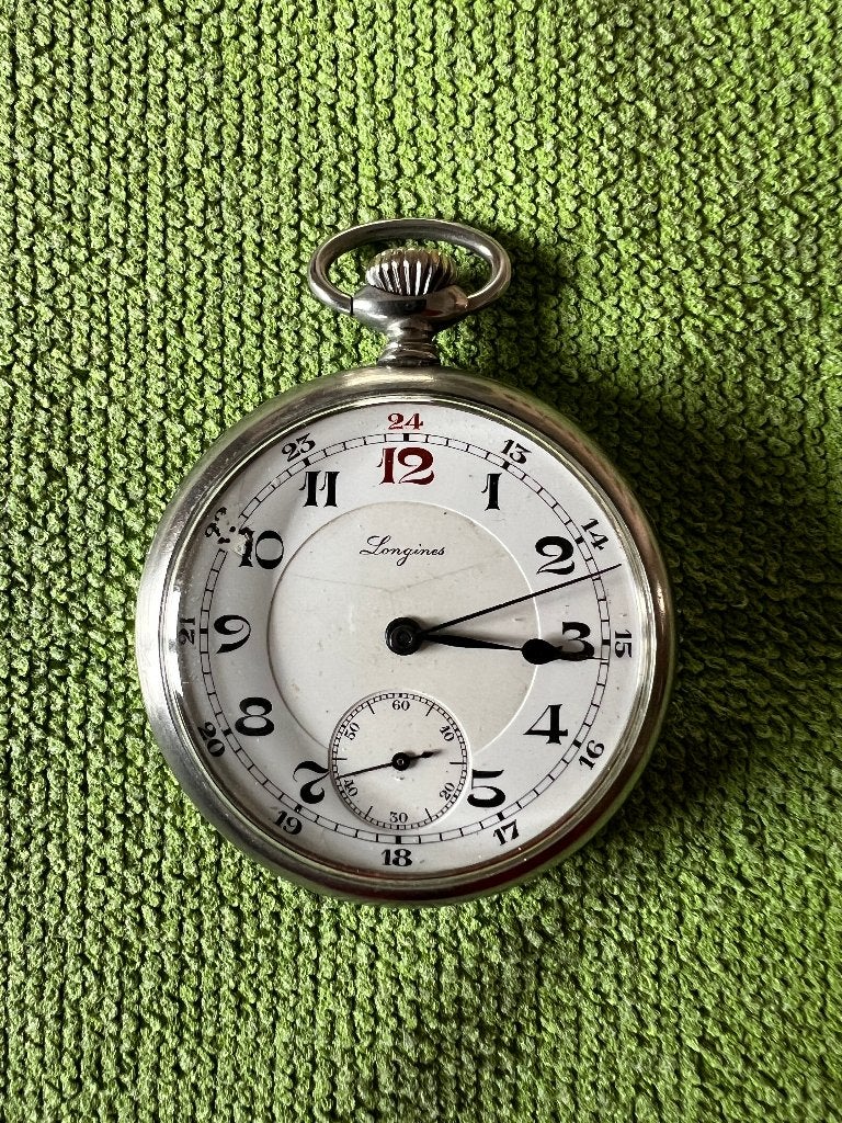 Longines Vintage Opwindbaar Zakhorloge, Enlèvement, Acier, Montre de poche, Longines