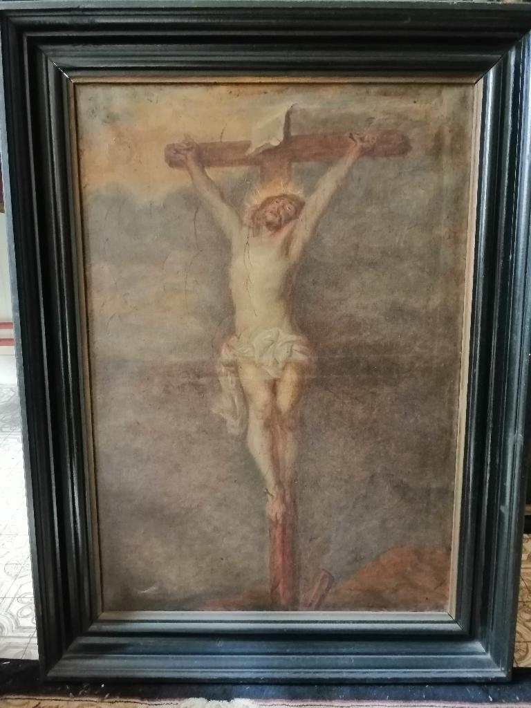 Schilderij van Christus aan zijn kruis +/- 1930, Ophalen