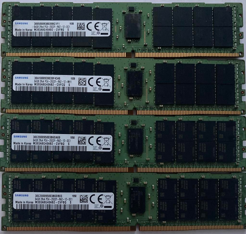 256 GB DDR4 64GB x 4 2933Y SAMSUNG, Envoi, Comme neuf, DDR4, 256 GB