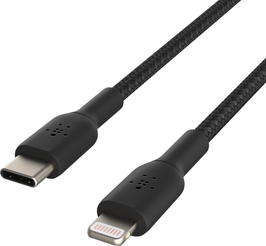 Belkin Braided iPhone Lightning naar USB-C kabel - 2m, Telecommunicatie, Mobiele telefoons | Apple iPhone, Zo goed als nieuw, iPhone 13 Pro Max