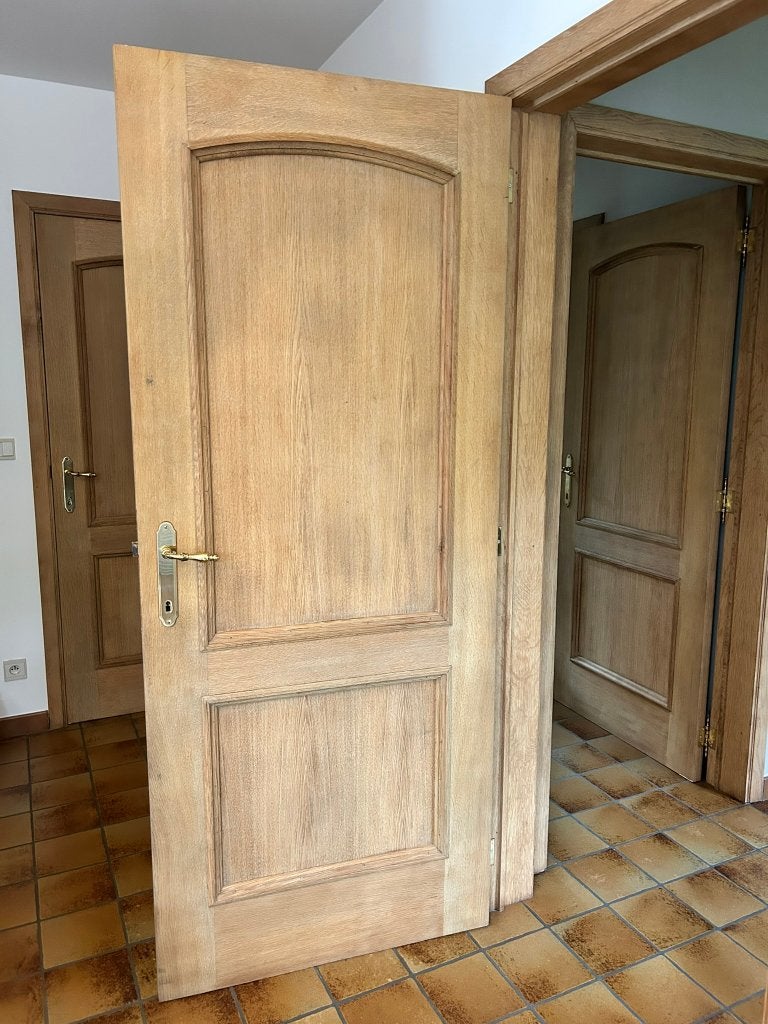5 eikenfineer binnendeuren met massieve kern + omlijstingen, Porte intérieure, Enlèvement, Bois, 200 à 215 cm