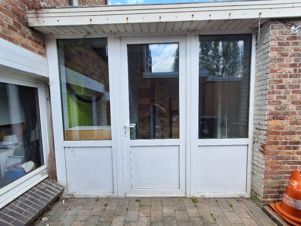 Pvc deur met 2 panelen raam, Ophalen, Gebruikt, Buitendeur, Glas