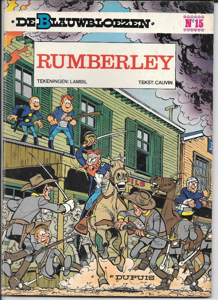 stripverhaal DE BLAUWBLOEZEN - 15 RUMBERLEY, Boeken, Gelezen, Lambil-Cauvin, Eén stripboek, Ophalen of Verzenden
