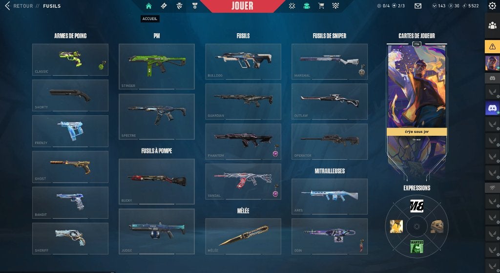 Compte Valorant D1 +30 skins, Envoi