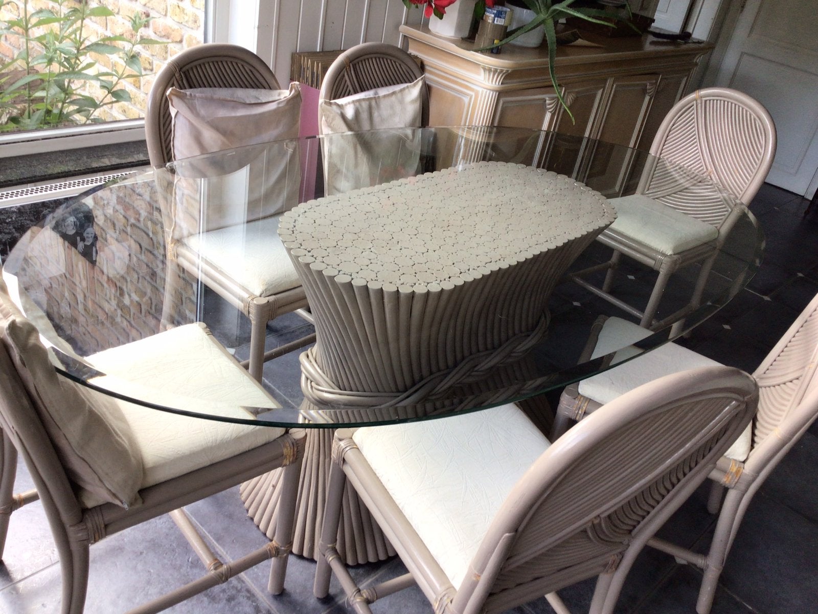 Tafel en stoelen, Tuin en Terras, Tuinsets en Loungesets, Ophalen, Gebruikt, 8 zitplaatsen