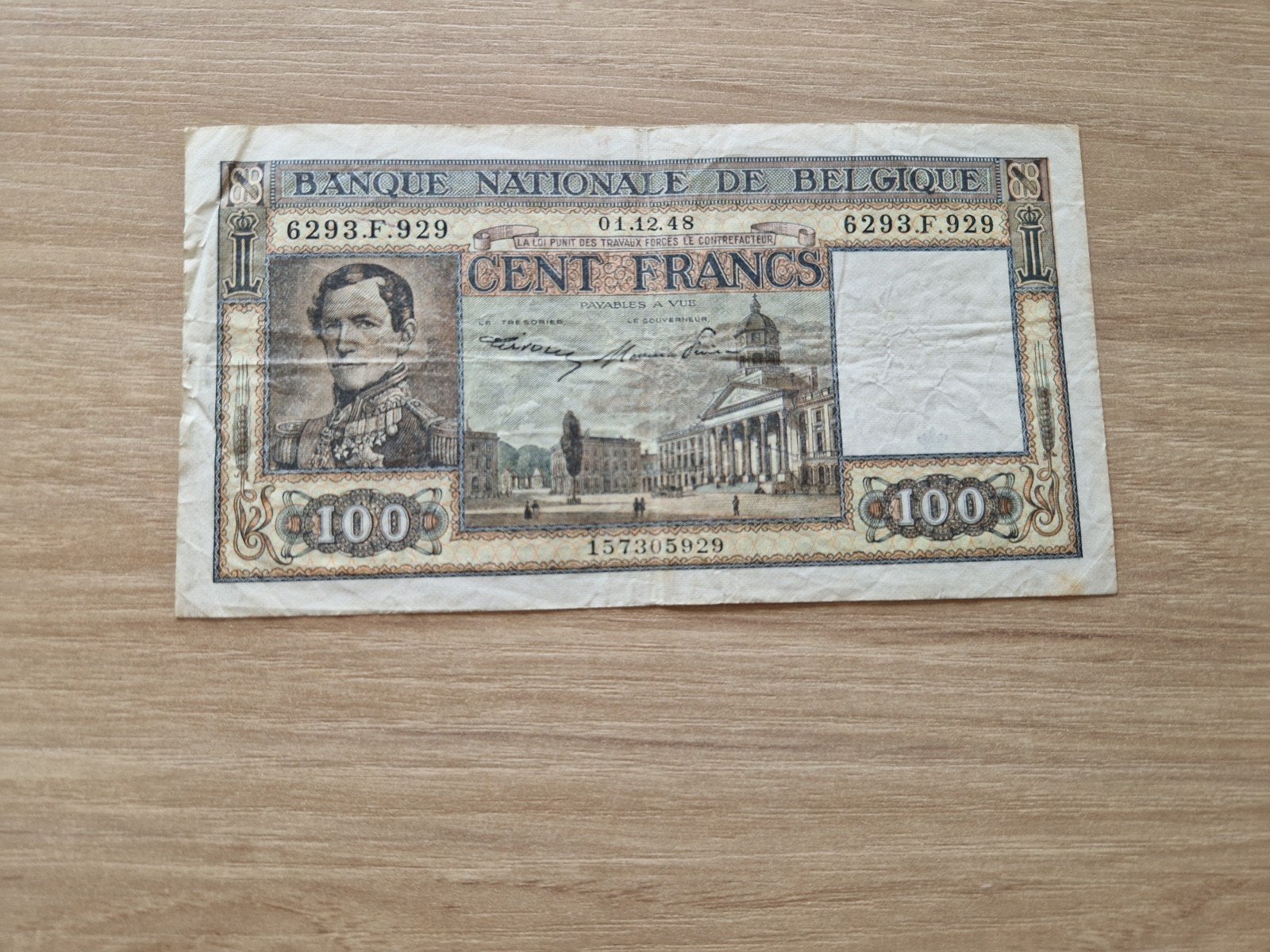 100 frank 1948, Ophalen of Verzenden